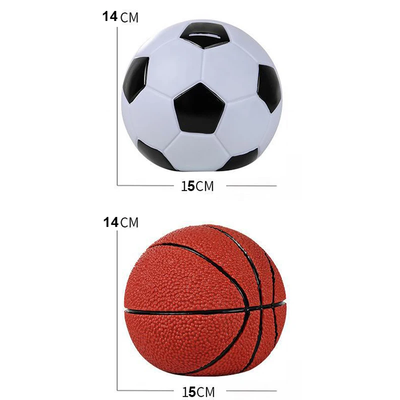 Plastic Football Basketball Piggy Bank Shatterproof Soccer Sports Themed Coin Bank Kids Birthday Gifts Home Desktop Decoration