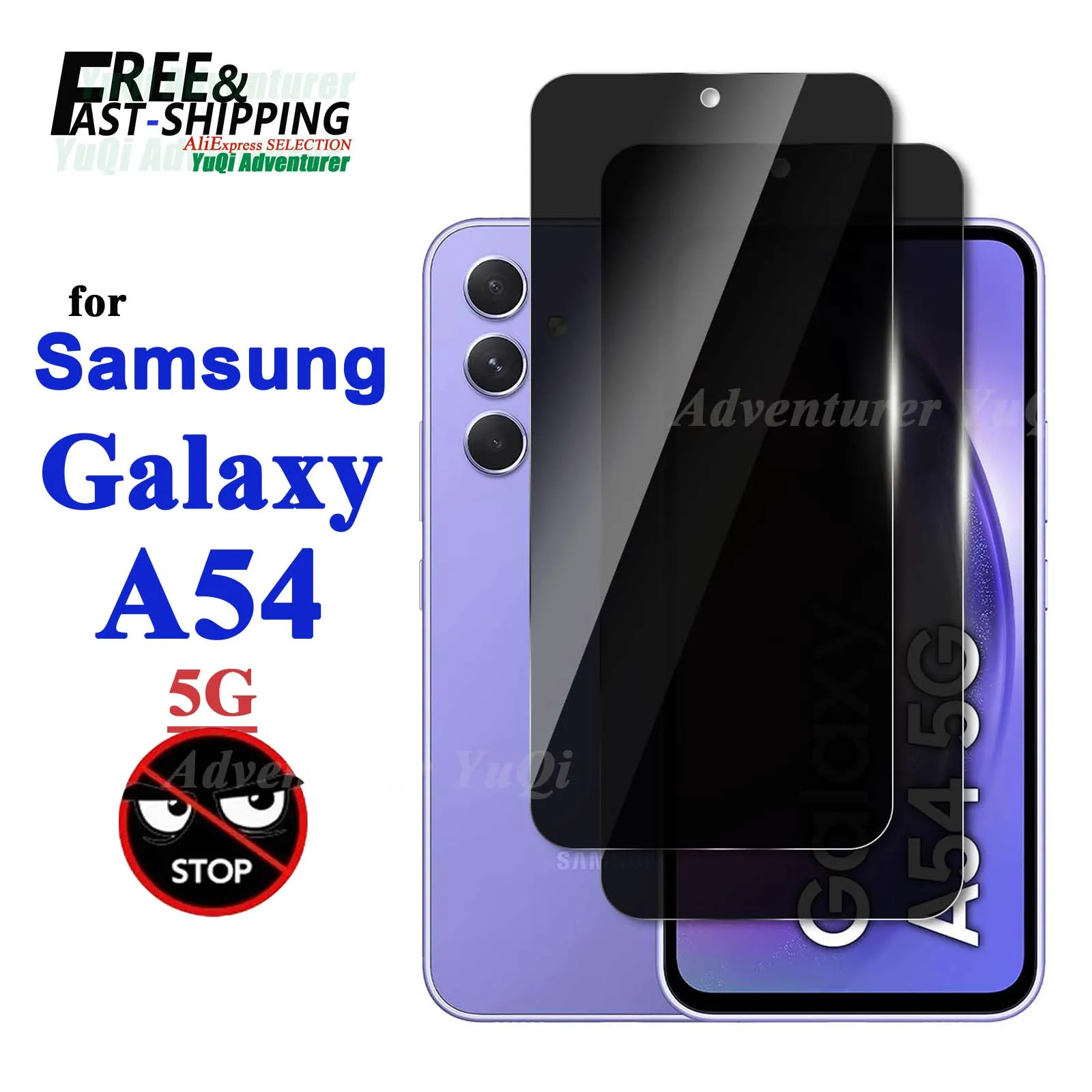 

Anti Spy Screen Protector For Galaxy A54 Samsung HD Tempered Glass Privacy Peep Scratch 9H Case Friendly High Aluminum
