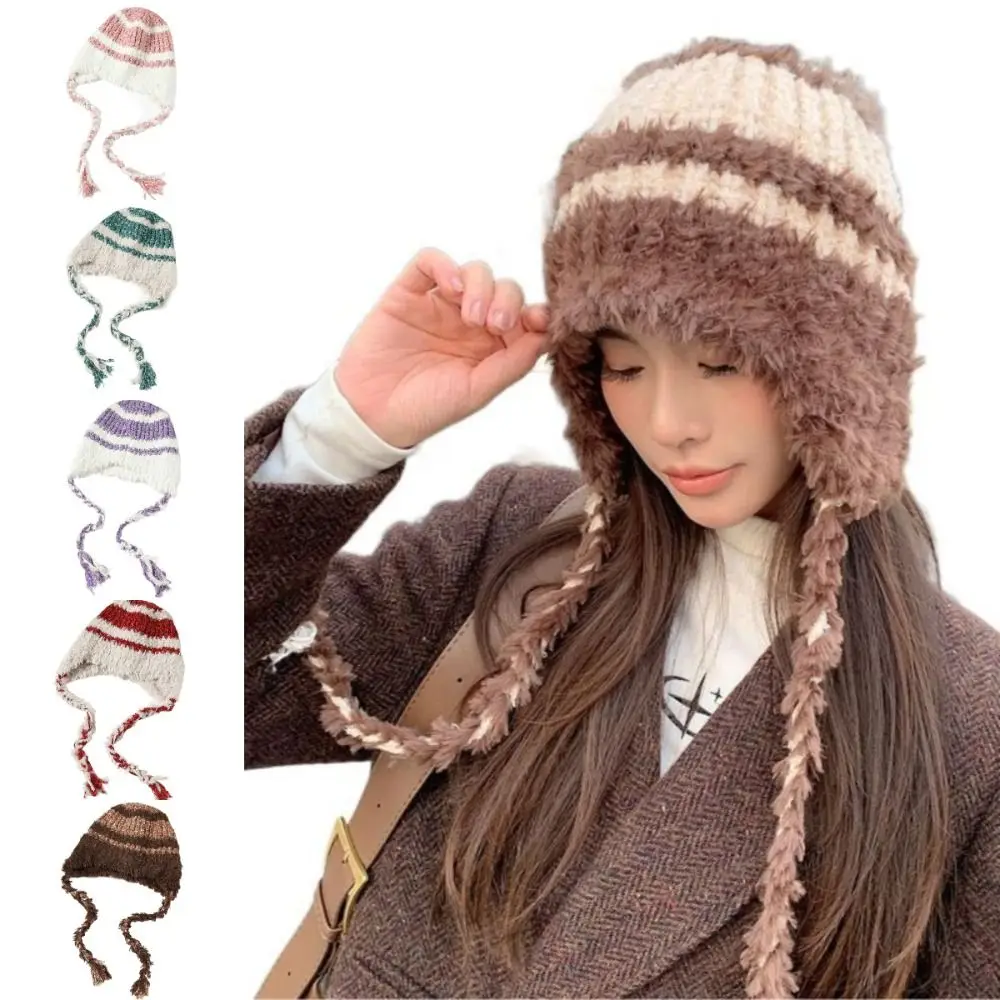 

Versatile Multicolor Winter Hats Plush Double Flow Su Pullover Hat Windproof Face Enhancing Small Ear Protection Hat Girls