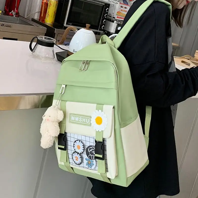 Kawaii Backpack Set Large Capacity Japanese School Bag Large Capacity Kawaii Backpack Harajuku Style Aesthetic Backpacks Set Of