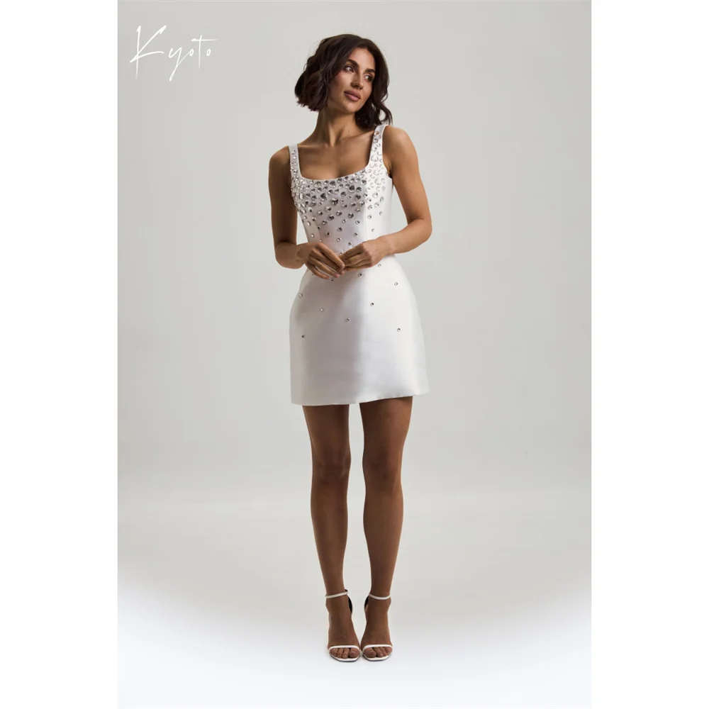 

Kyoto свадебное платье с вырезом и стразами на тонких бретельках с квадратным воротником فستان زفاف Column Mini Robe de mariée