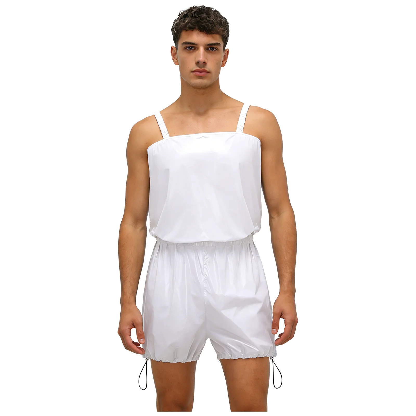 

Mens Adaptive Special Needs Jumpsuit Waterproof Diaper Cover Sling Bodysuit Elastic Waistband Drawstring Legs Rompers Homewear