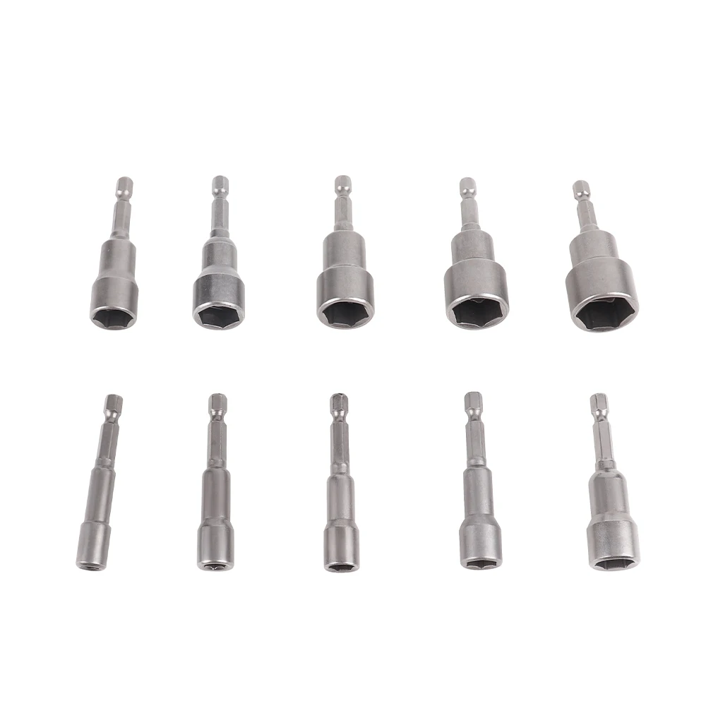 10Pcs/set 6mm-19mm Hex Sockets Sleeve Nozzles Nut Driver Allen socket Wrench 1/4\