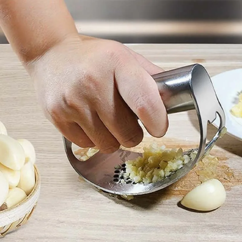 Garlic Press Squeezer Upgraded Stainless Steel Manual Garlic Ginger Rocker Crusher Garlic Cutting Mince Tools Kitchen Gadgets