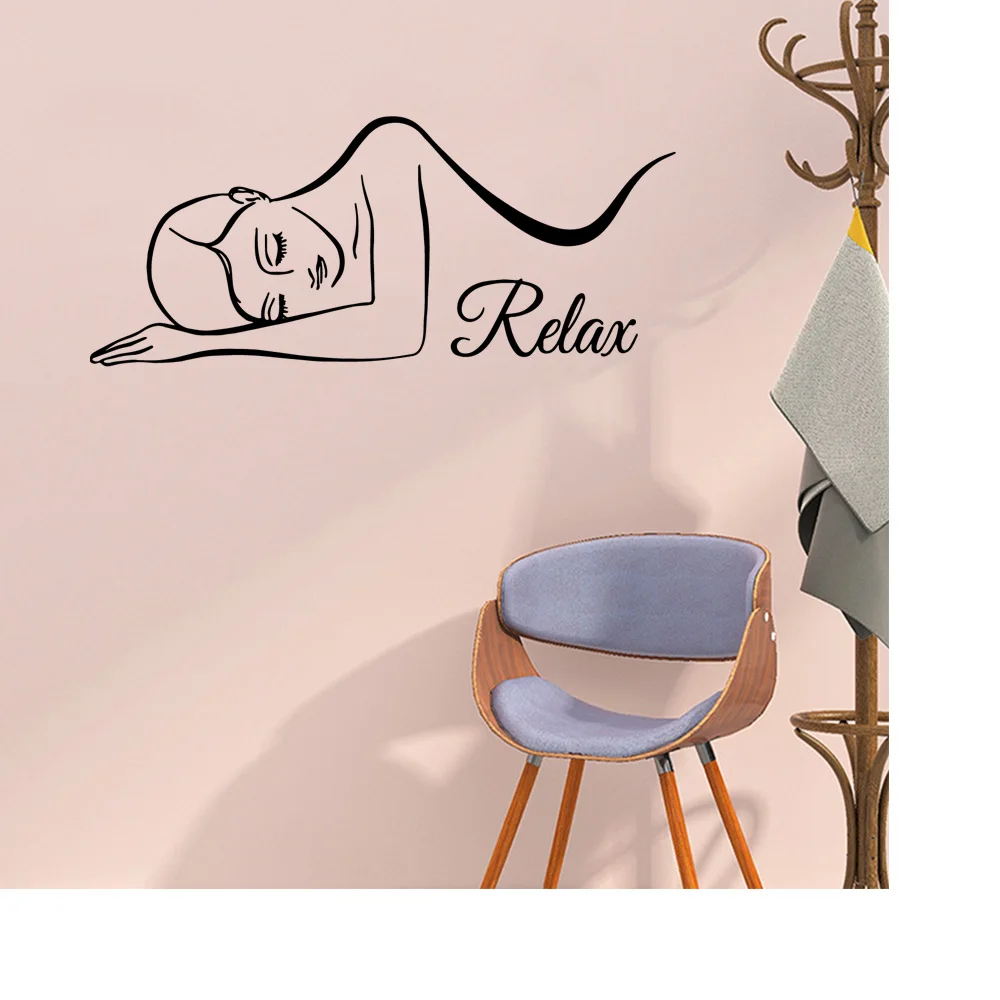 

1 pc pretty spa relax salon Wall Sticker for beauty salon Vinyl Wallpaper Roll Furniture Decorative Wall Art MURAL Drop Shipping