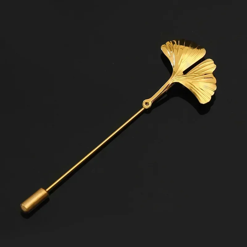 Flower Brooch Alloy Leaf Long Needle Lapel Pins Wedding Party Brooches for Women Men Fashion Jewelry