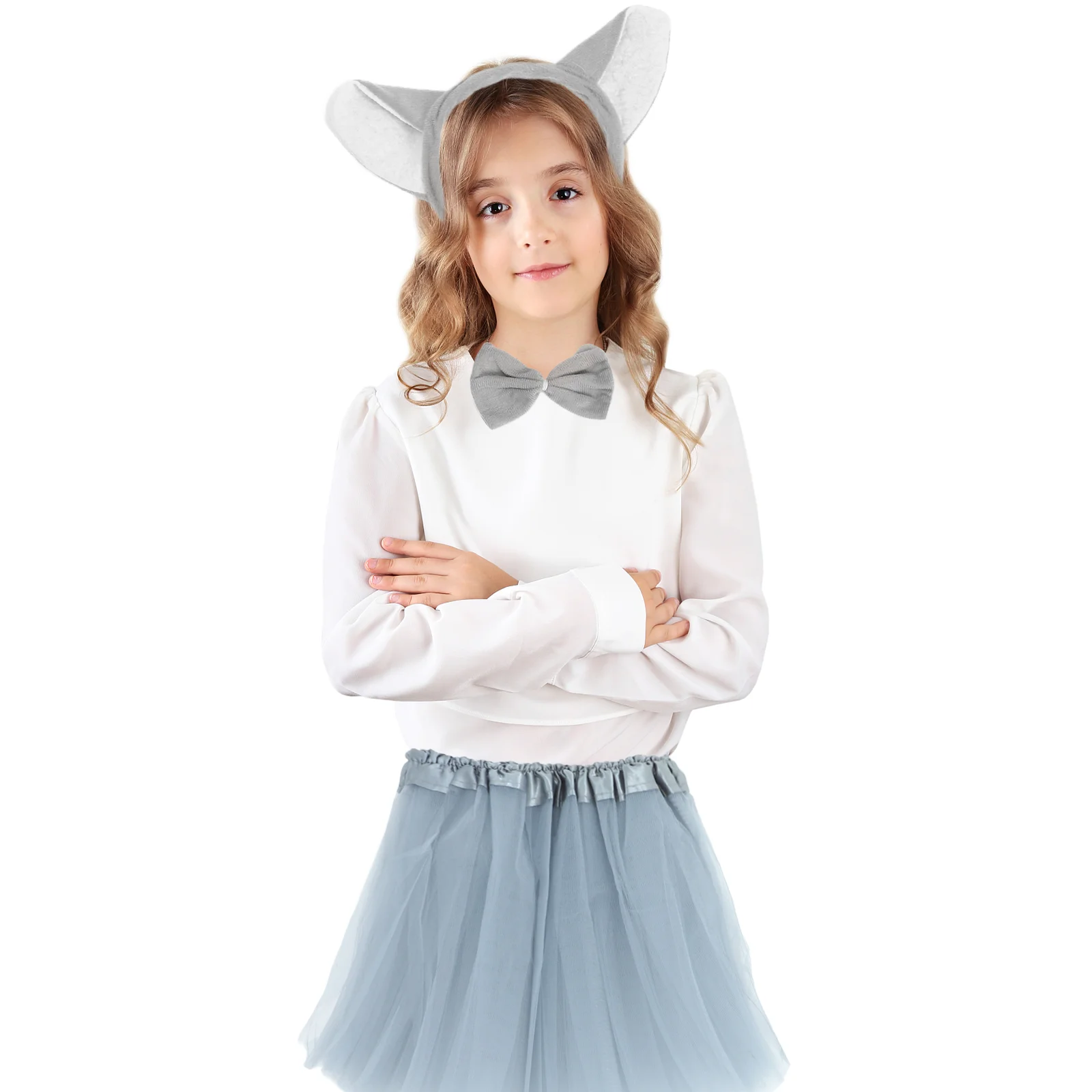 5pcs in 1 Set Creative Animal Big Wolf Cosplay Costume Headband Bow Tie Paws Gloves Tail Mesh Skirt Set Kids Performance Stage H