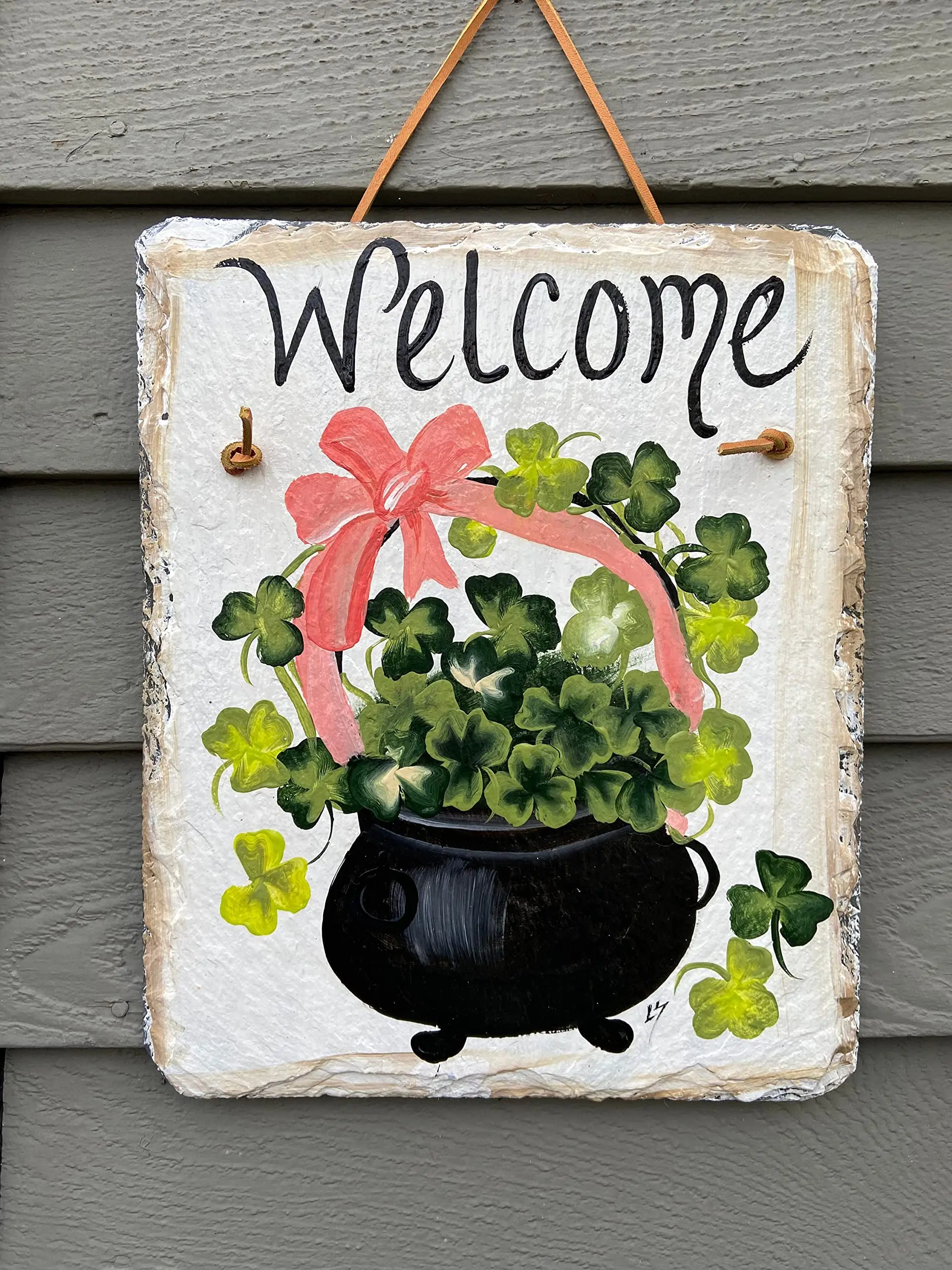 QISPIOD St Patrick's Day Slate Welcome Retro Metal Tin Sign Wall Hanging Decor Plaque for Coffee Shop Home Garden Sign Colle