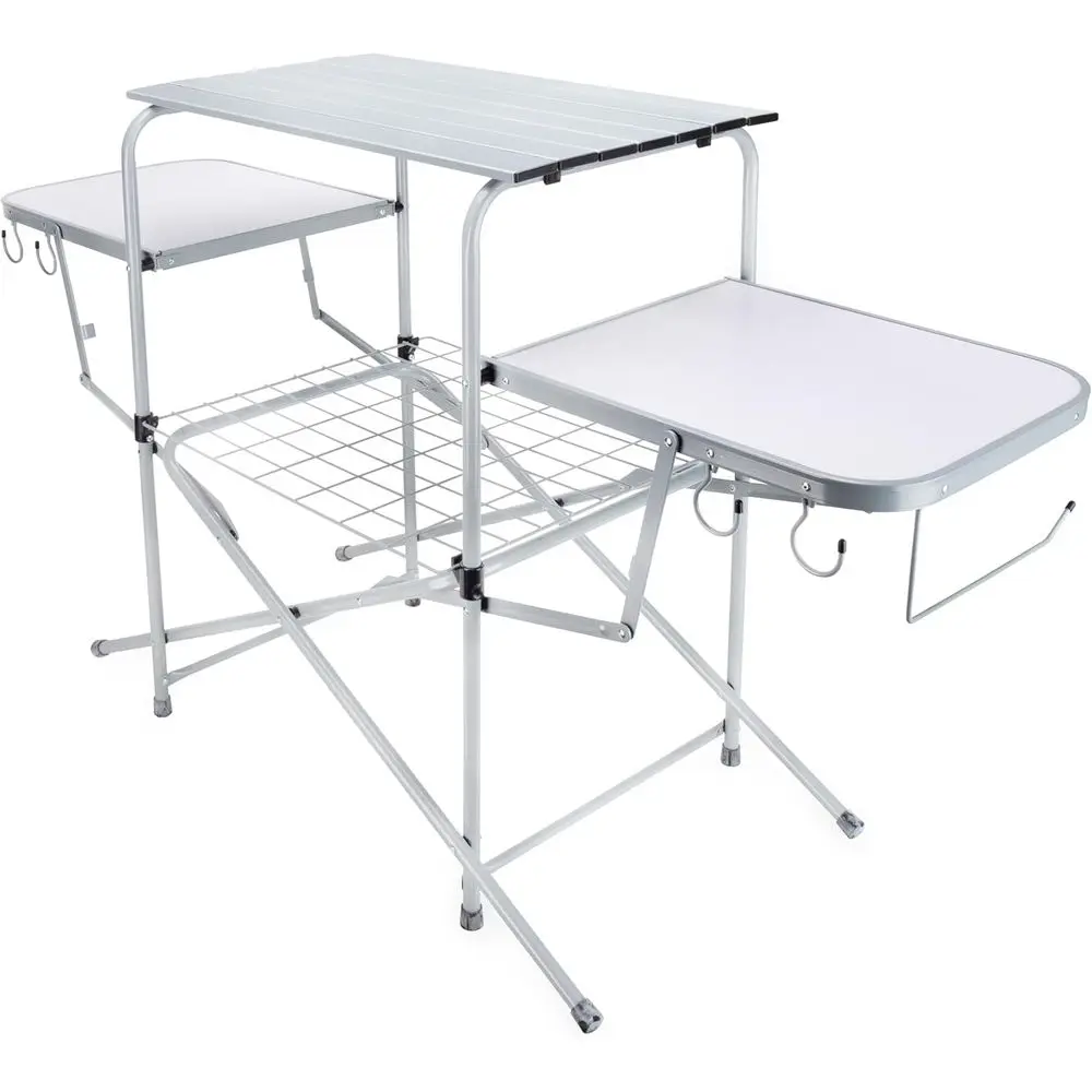 

Portable Deluxe Grill Table - Spacious for Camping Gear, Easy to Collapse for Storage, Supports 100lb