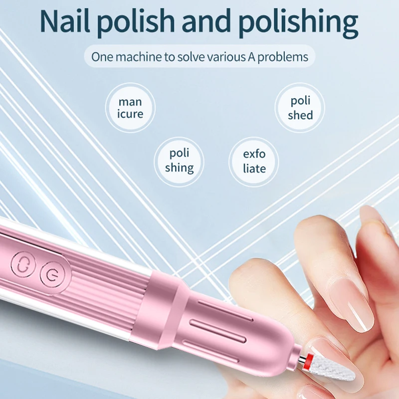 مثقاب أظافر كهربائي على شكل قلم قابل لإعادة الشحن مع شاشة رقمية LED، مبرد أظافر محمول لإزالة البشرة