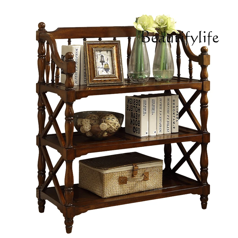

Floor-to-ceiling small bookshelves All solid wood multi-layer storage shelves European-style bedroom living room entrance