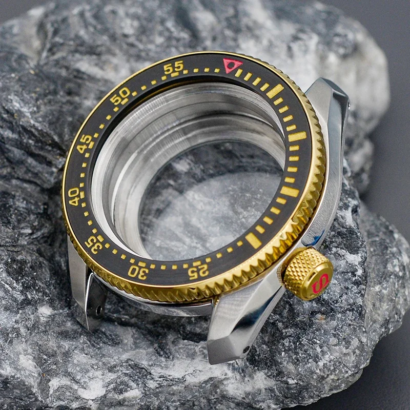 Gold SPB185 SPB187 Watch Case  With Sapphier Glass  200M Waterproof Fit NH34 7S26 NH35 NH36 4R/6R Automatic Watch Repair Parts
