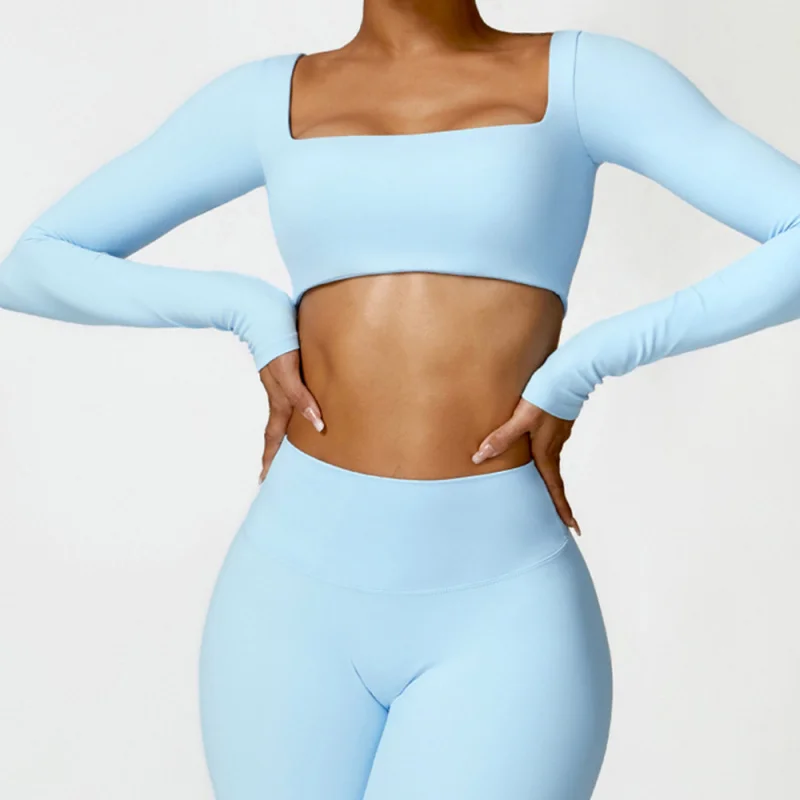 FUBEIKE Yoga Shirts Long Sleeved Women\'s Outdoor Running Fitness Wear Crop Top Gym Clothes Workout Single Piece Top Sportswear