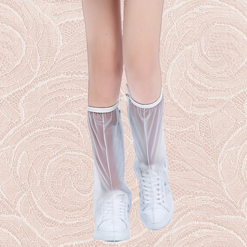 

Waterproof Shoe Covers Anti-Slip Breathable Shoes Protector Lightweight Zipper Design For Outdoor Work 35-36 White