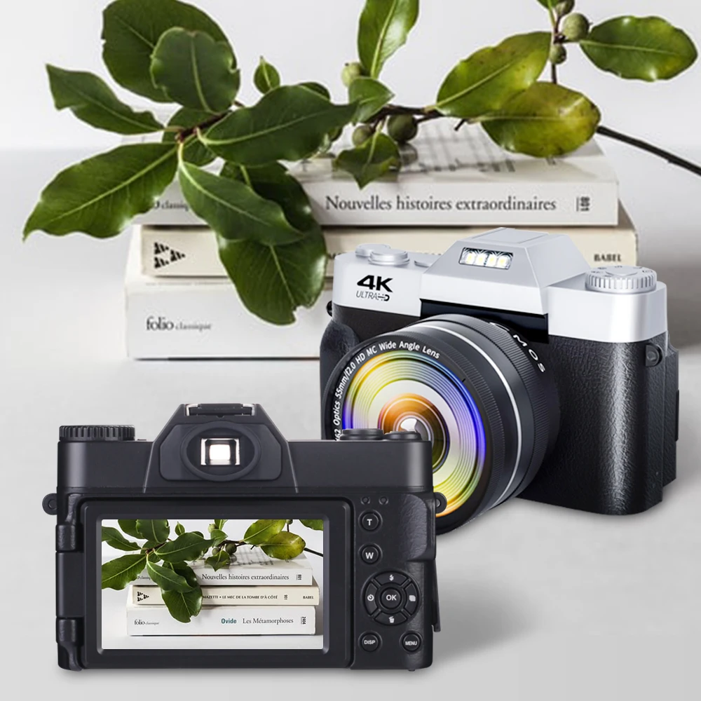 4K HD Classic Digital Camera Vlogging Camera with 3.0 inch 180° Flip Screen WiFi Digital Camcorder YouTube with Wide-Angle Lens