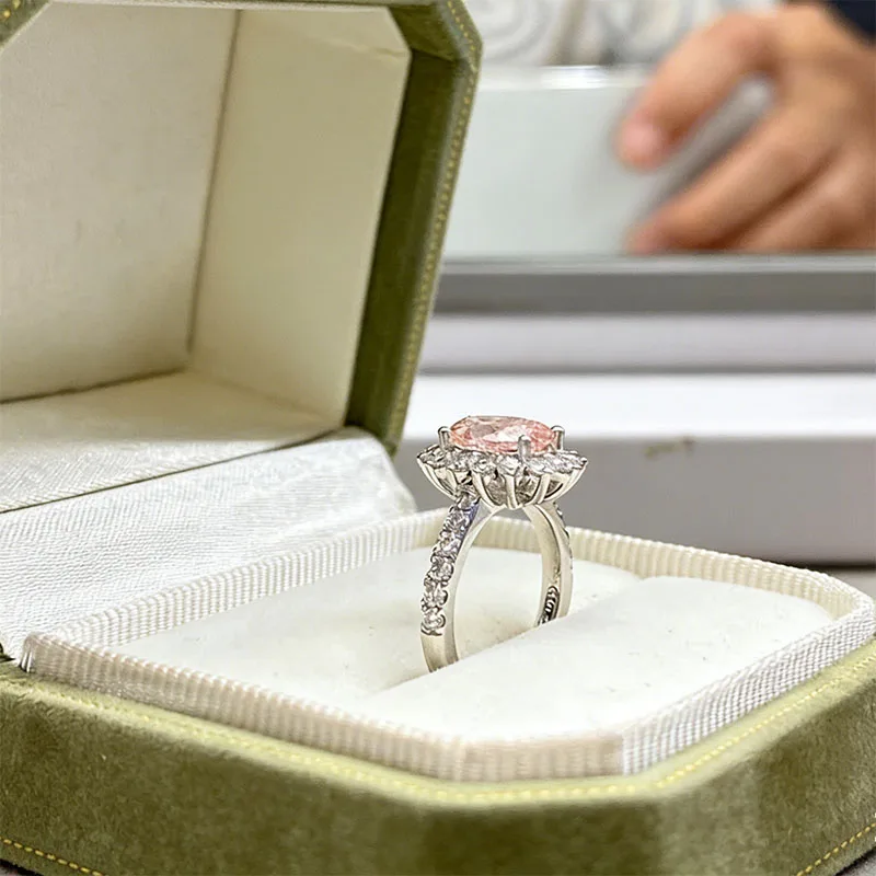 3CT Oval Cut Pink Lab Grown Diamond VS-VVS In Platinum 950 Vintage Style Women's Ring For Wedding & Engagement