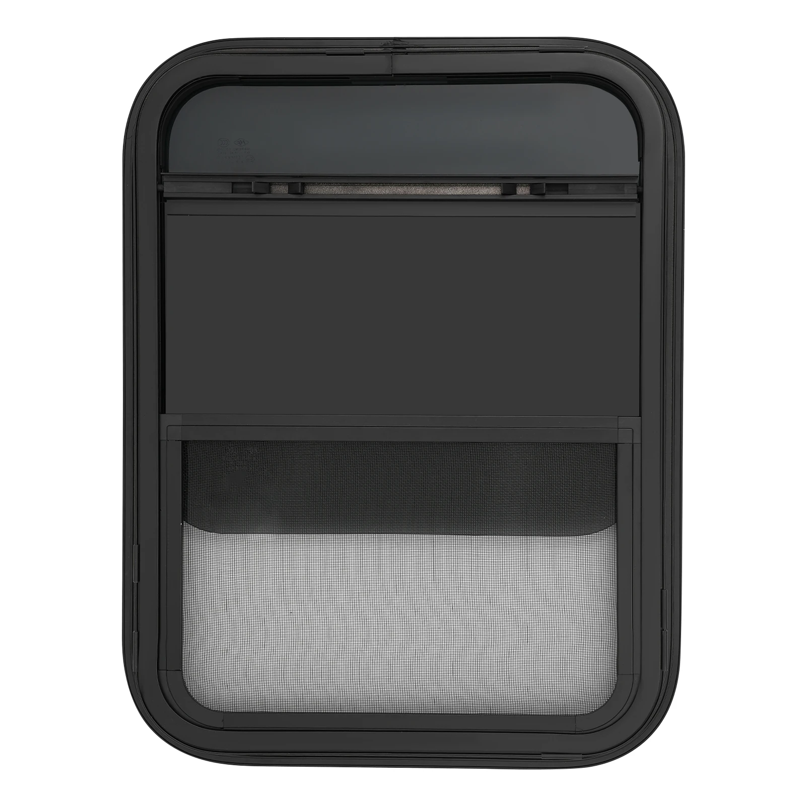 Ventana corredera vertical RV de 450x600 mm, ventana RV de vidrio templado de 4 mm incluye mosquitera para remolques y vehículos de construcción