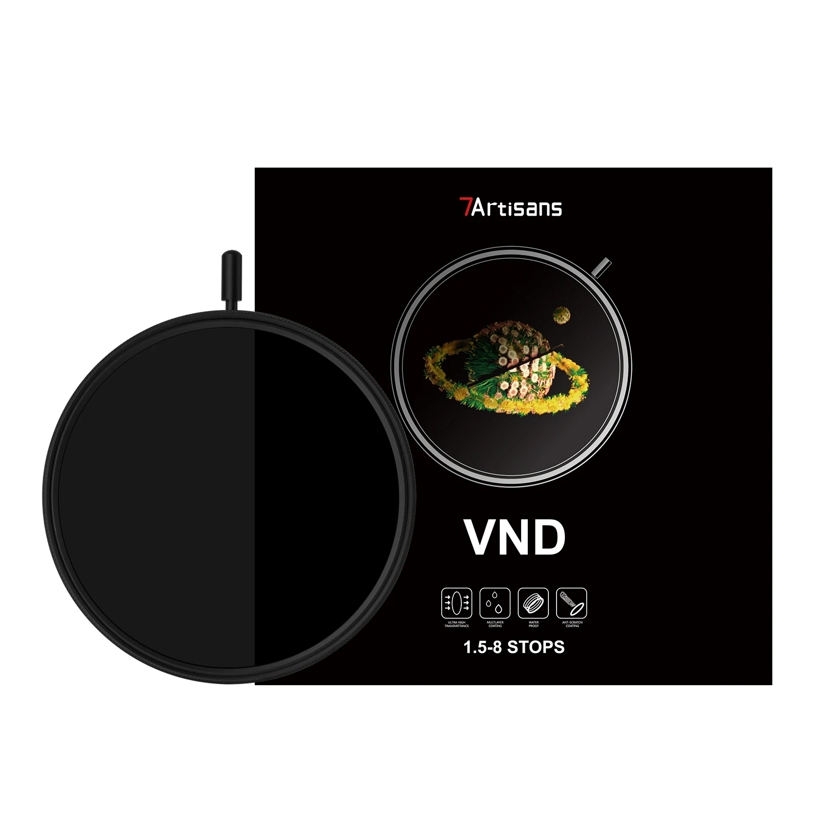 

7artisans Variable ND Lens Filter ND2-ND256 (1.5-8 Stops) Adjustable Neutral Density Filter For 62mm 67mm 72mm Camera Lens