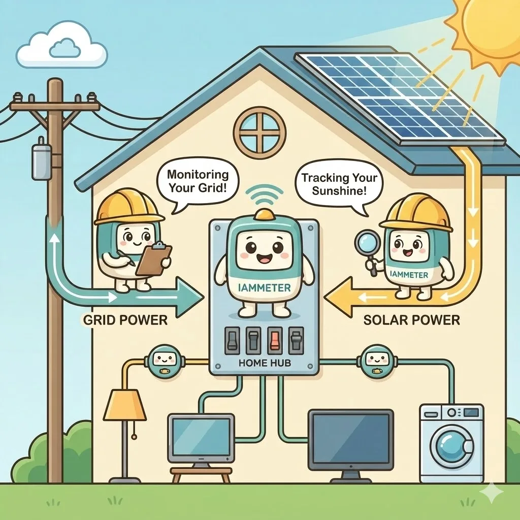 WEM3050T 3-Phase/Split Phase/1-Phase WiFi Energy Meter, Solar PV, Grid Energy Tracking, Home Assistant, Lifetime Basic Cloud Ser