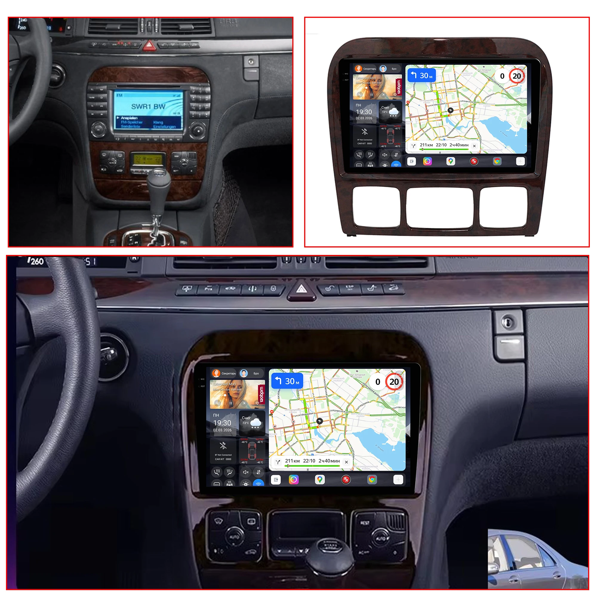 Redpower Katana 120W X 6CH Android Car Radio Player Screen for Mercedes-Benz S-Class W220 1998-2005 CarPlay Bluetooth Hi-Fi