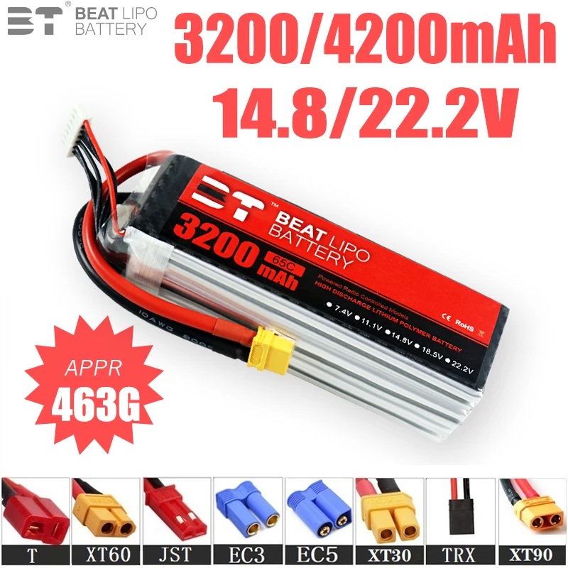 NEW 14.8/22.2V 3200/4200mAh 65C LiPo Battery For RC Quadcopter Helicopter FPV Racing Drone Spare Parts 4/6s Rechargeable Battery