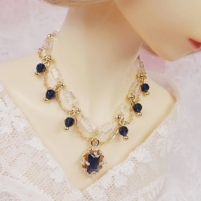 Handcrafted 4-color gorgeous Necklace 1/3 1/4 Vintage Dress Inset Zircon Crystal Necklace DD MSD BJD Doll Ornament Accessories