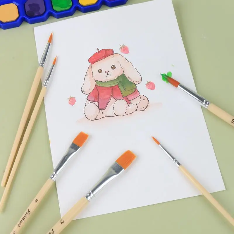 Paint Brushes For Acrylic Painting 6PCS Multi-Shaped Nylon Paint Brushes Painting Brushes Kit For Acrylic Oil Watercolor Gouache