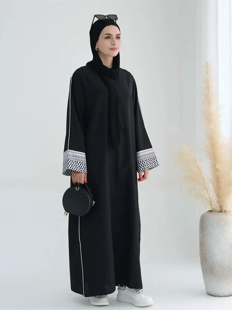 Ramadan Eid Black Dubai Muslim Modest Kaftan Dress Abaya Islam Kebaya Caftan Marocain Abayas For Women Robe Femme Musulmane