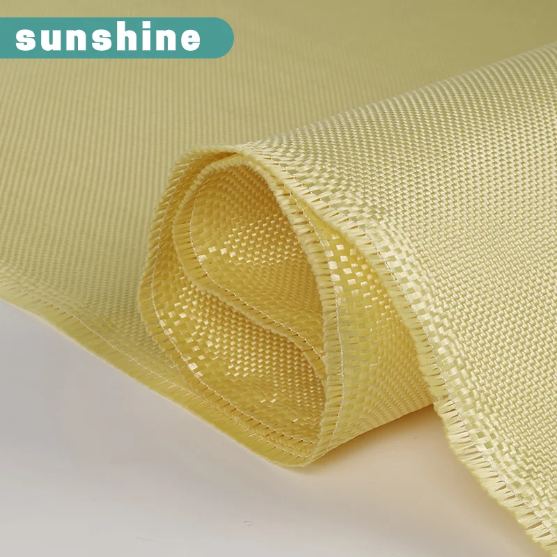 Aramid Fiber Cloth Plain Weave Fabric 240gsm 0.24 Thickness Yellow Cloth  High Strength