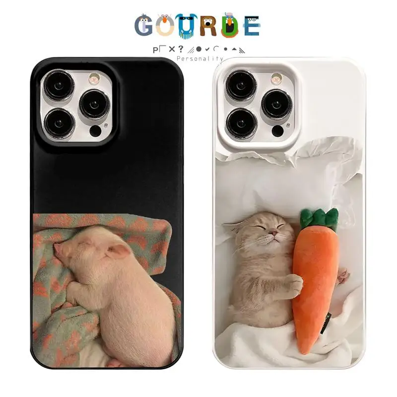 

Gourde Funny Cute Casing Sleep Pig Cat Pattern Phone Case for Iphone 15 14 12 13 11 Pro Max IP 7 8 Plus Iphon X XS XR Xs Max