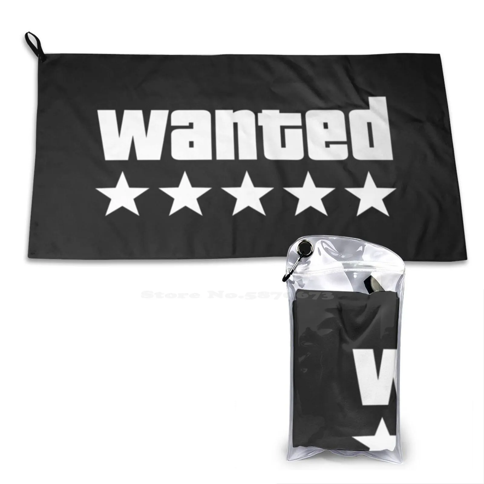 Wanted-Grand Theft Auto V-White Soft Washcloths Face Towel Wanted Grand Theft Auto Videogame