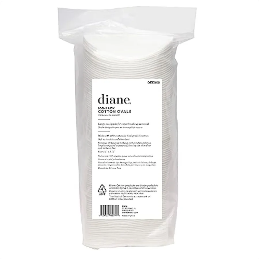 Diane マルチレイヤー 3.5 x 2.75 コットン オーバル 100 ピュアコットン メイク落とし、マニキュアのタッチアップ、スキンケア、日常使いに最適