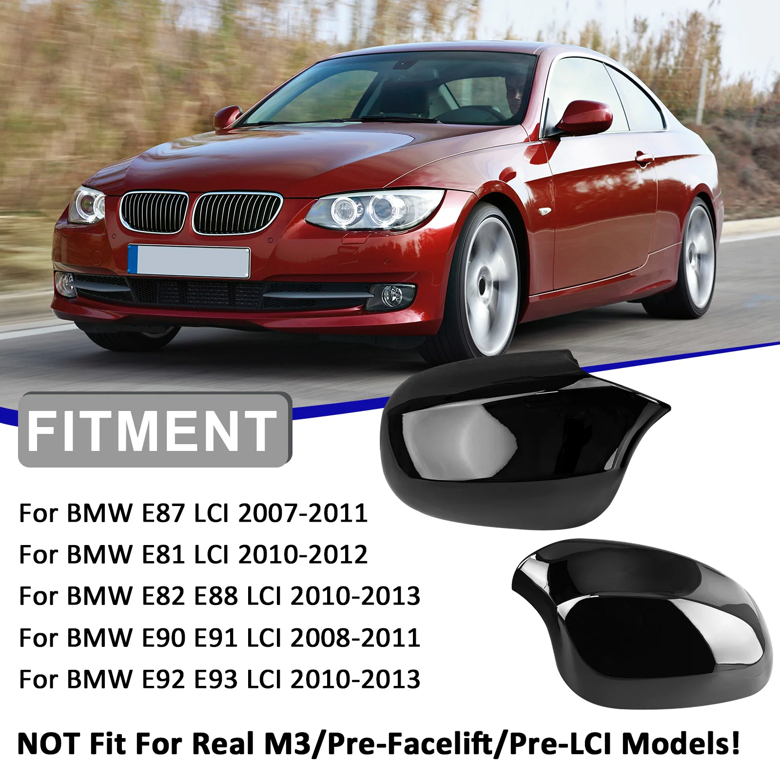 For BMW E90 E91 E92 E93 E81 E82 E87 E88 Side Wing Mirror Cover Cap LCI Facelift 2008-2013 Original Style 51167205291 51167205292 view 6