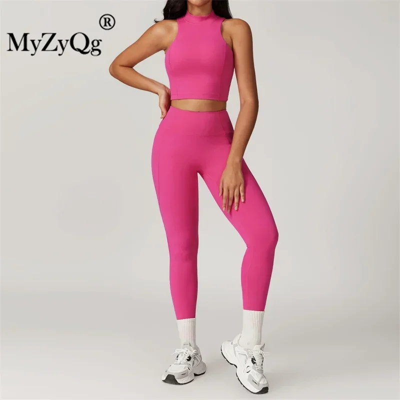 MyZyQg Women Yoga Vest Legging Sets Sports Fitness Running Tank Top Pant Suit Fitness Running Clothes 2 Piece Sets Outfits