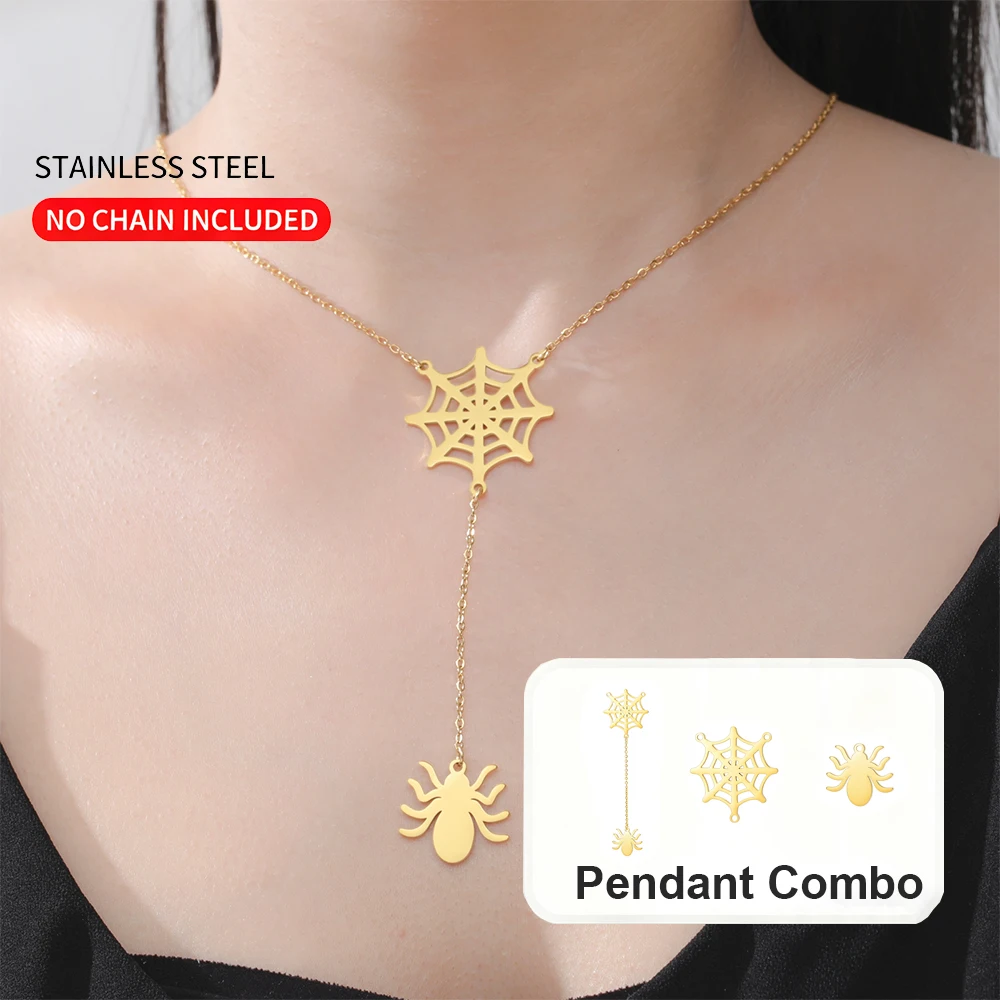 1 قطعة قلادة الهالوين قلادة شبكة العنكبوت مع سحر العنكبوت للمجوهرات القوطية ذاتية الصنع إكسسوار غامض #1