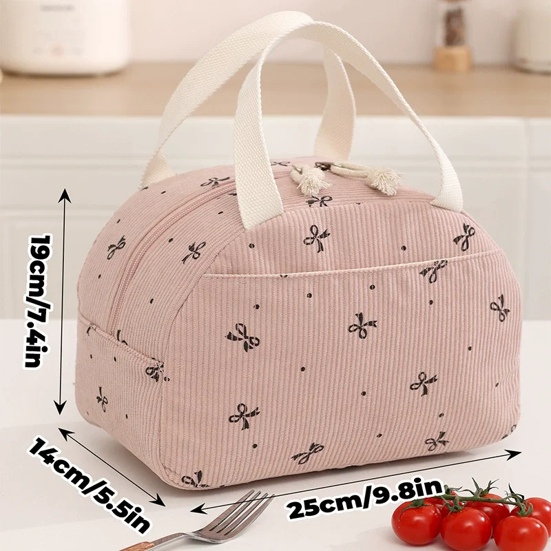 Cord-Lunchtasche, wärmeisolierend, Lunchbox, Aufbewahrung, Handtasche, multifunktional, für Kinder, Schule, Kühltasche, Picknick, Lebensmittelbeutel – Detail 15
