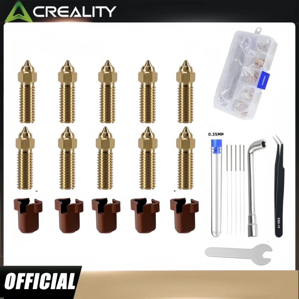 10 Stück Boxed Ender 3 V3 KE Messingdüsen, Hochgeschwindigkeits-Düsenset mit Silikonsockel und Werkzeugen, für Creality K1 Max / CR-M4 – Detail 1