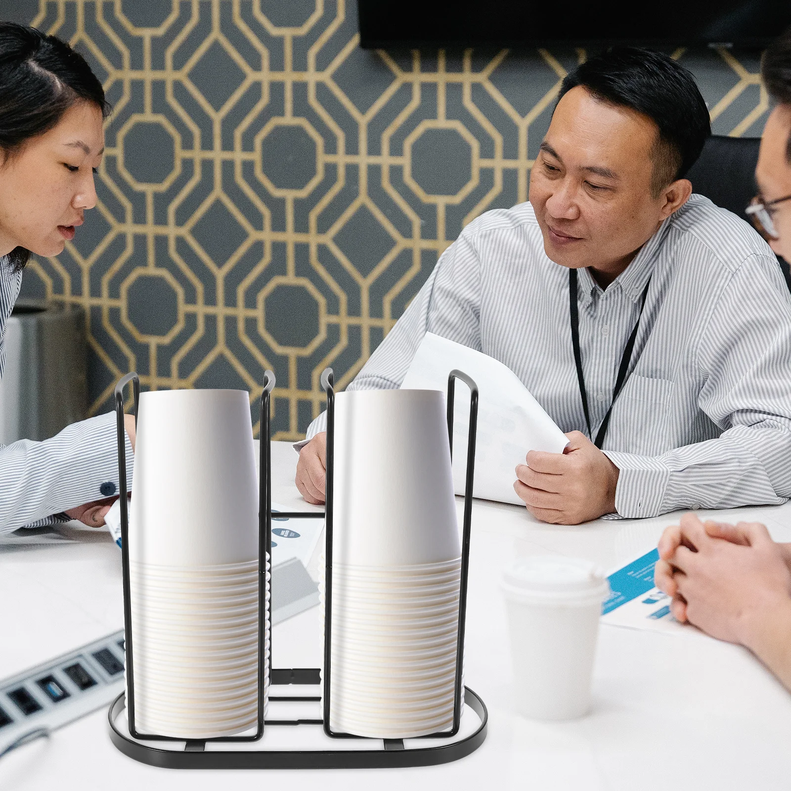 

Paper Cup Holder Dispenser Heavy Duty Carbon Steel Desktop Stand for Coffee Shop Milk Tea Bar Organizer Large Capacity