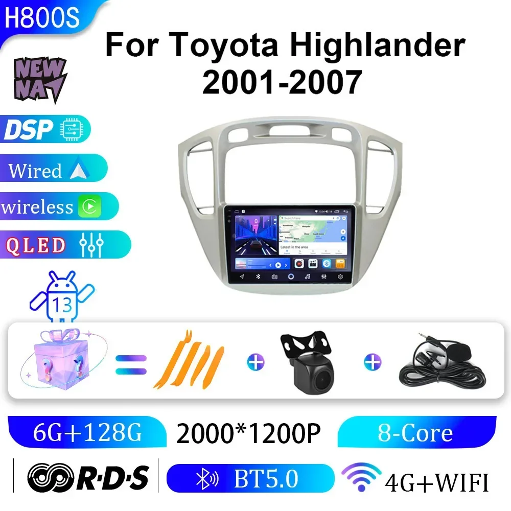 

Android 2din Car dvd player For Toyota Highlander 2001-2007 GPS Navigation Multimedia video Stereo WIFI DSP BT SWC 2Din No DVD