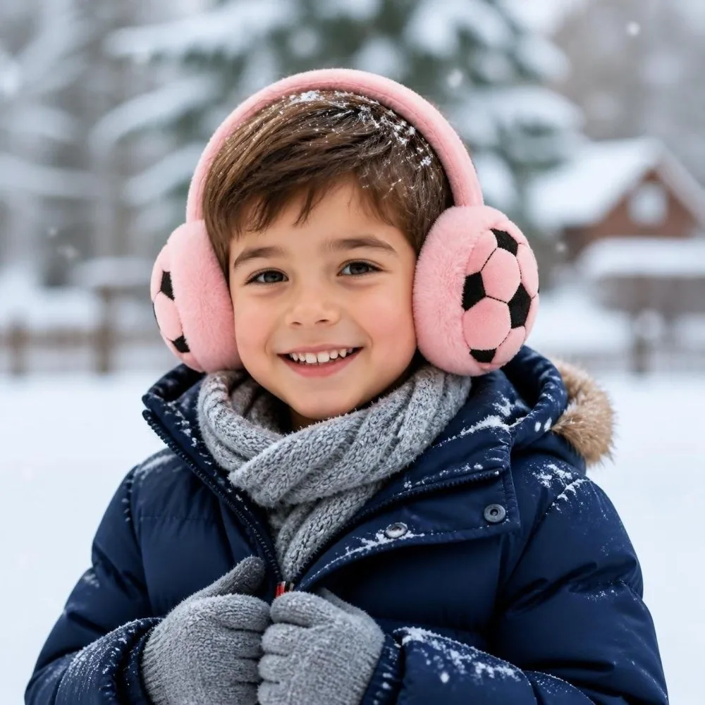 Thickened Football Kids Earmuffs Anti-Freeze Keep Warm Winter Ear Warmer Cold-proof Soft Ear Protection Earmuff Outdoor Travel