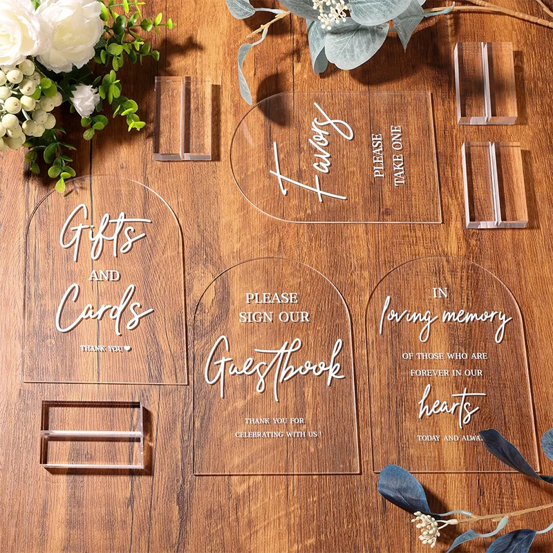 4pcs Clear Acrylic Table Signs Central Decoration of Party Dining Table Place Card Holders Weddings Parties Table Setting Decor