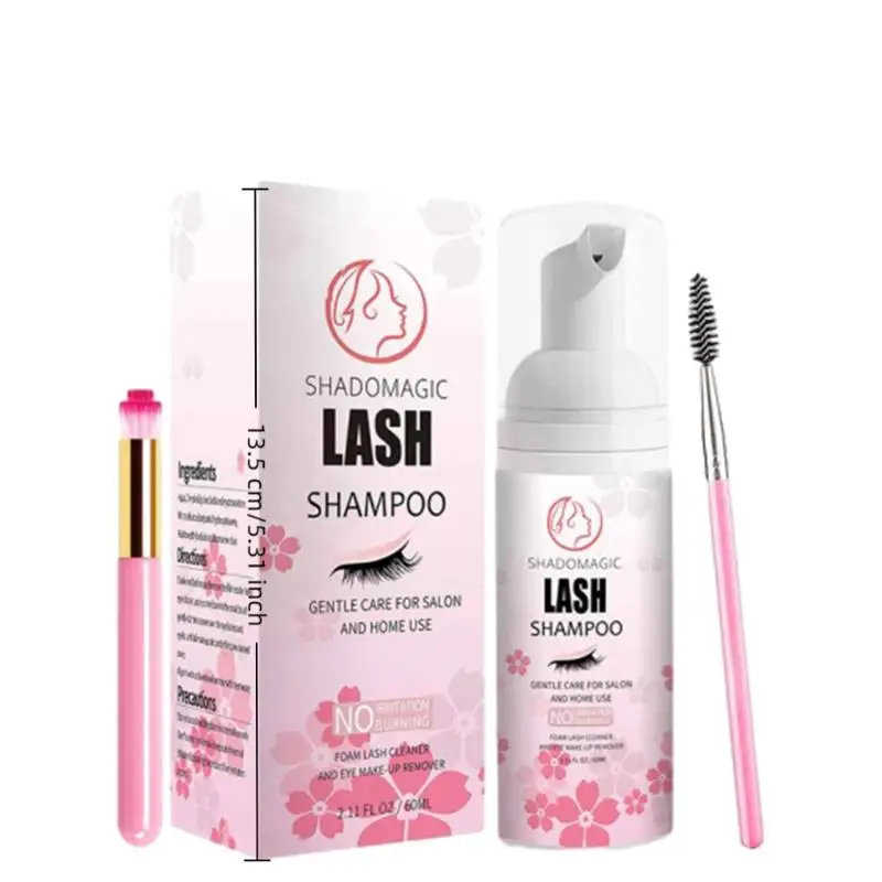 Lash Shampoo 60ML Fast Eyelash Cleanser Mascara Wand Deep Cleaning Oil Free Foam  Extension Care Home Use