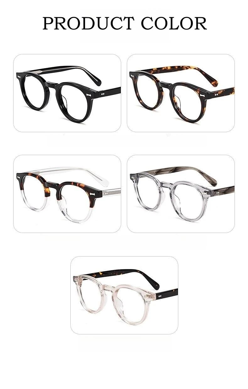 Yimaruili Modetrend Luxus High-End-Acetat Brillen Retro runde optische Brille Rahmen für Männer und Frauen kbt9861 – Detail 8