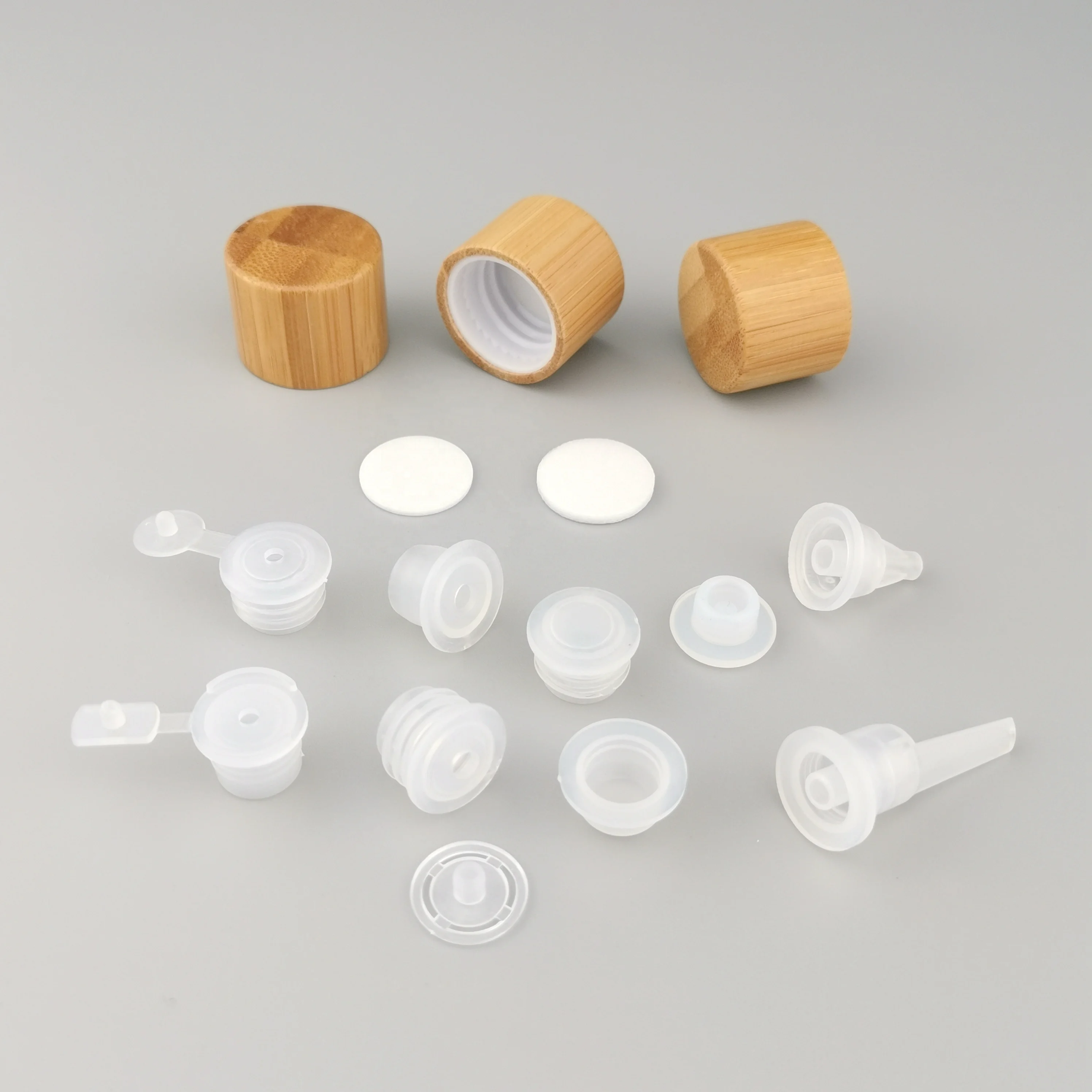 100* 18/20/24mm 410 Bamboo Screw Cap 18mm 20mm 24MM Wooden Grain Cosmetic Toner Skin Care Bottle Euro Dropper Cap Screw Top Caps