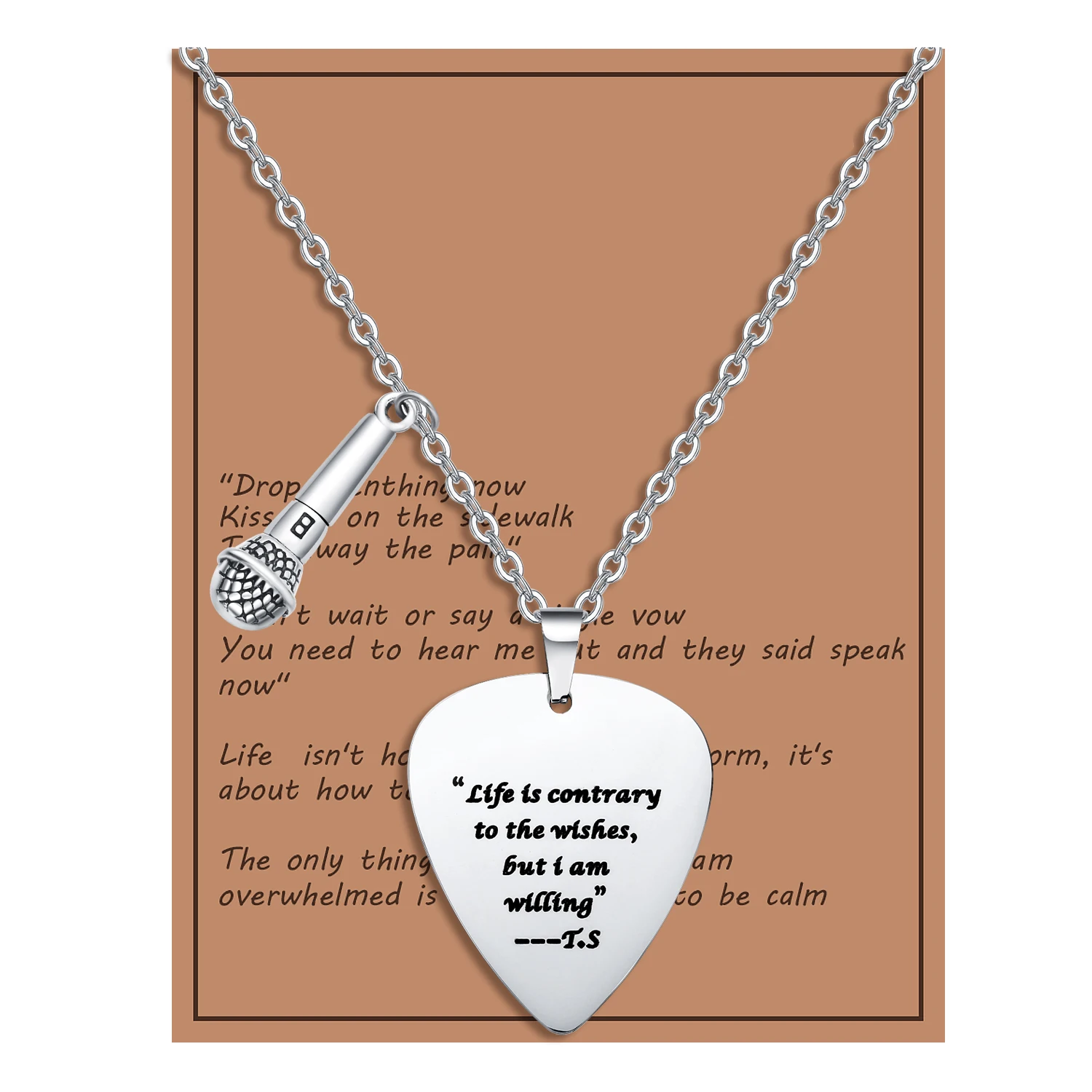 T.S Quotes Guitar Pick Necklace, Outfits Jewelry Accessories Inspired Fans Gift Merch