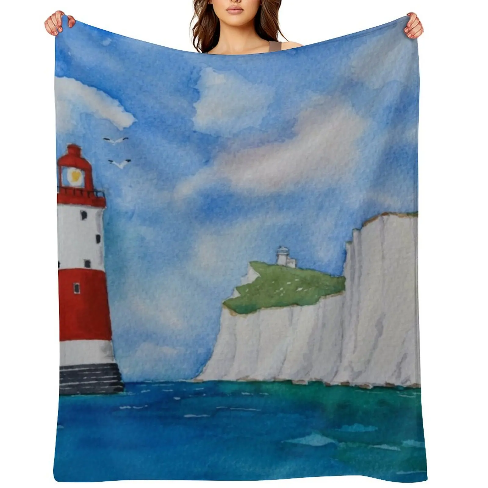 

Beachy Head Lighthouse. Throw Blanket for babies Designers Bed Polar Blankets