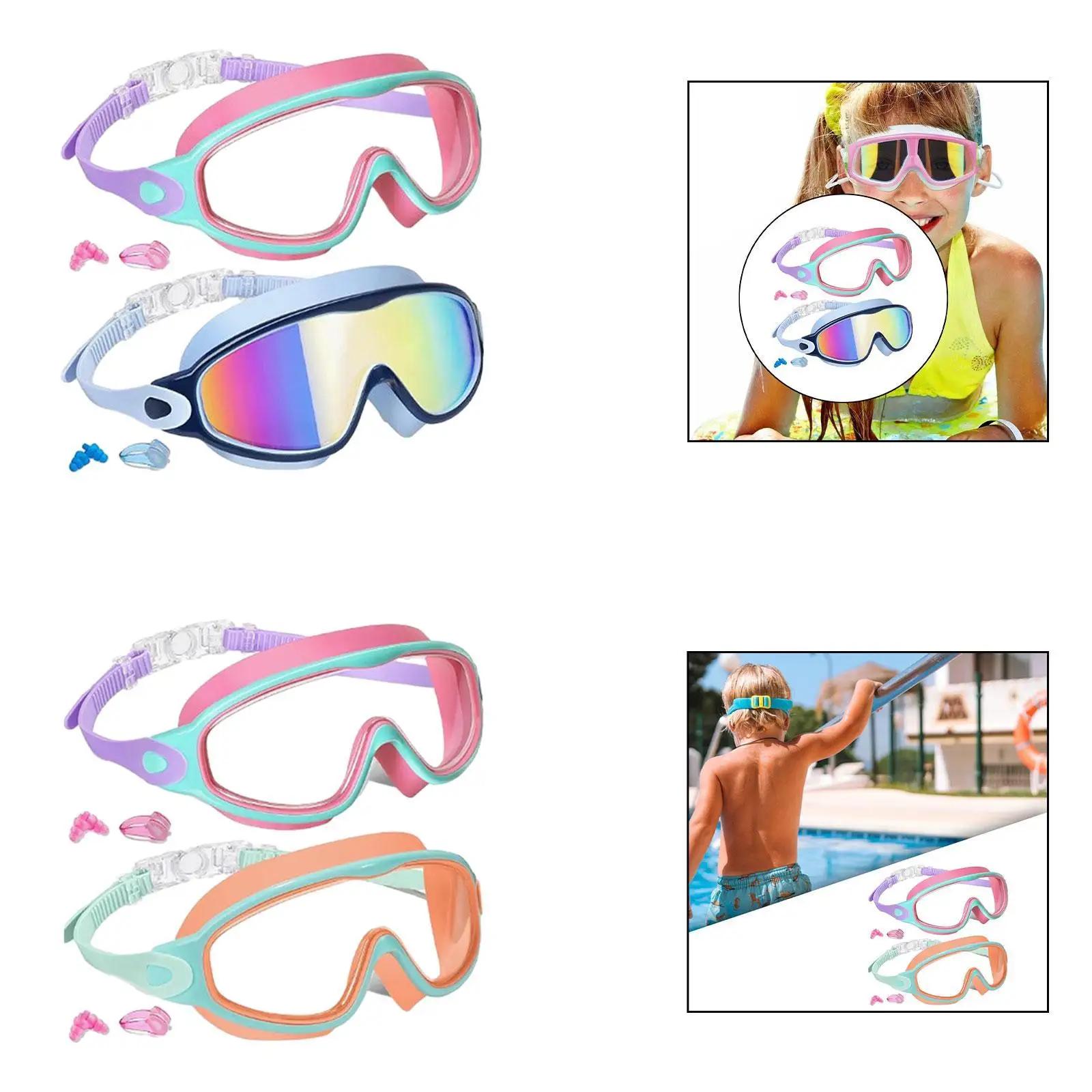 2 pièces lunettes de natation vue claire pour enfants de 3 à 15 ans lunettes de piscine