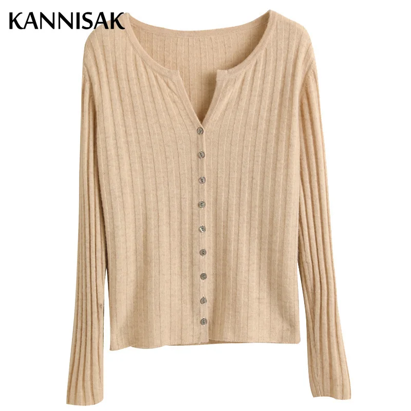 Autumn Winter Women\'s Cardigans O-neck Single Breasted Slim Knitted Tops Solid Korean Cardigan Femme Knitwear Brown Pink Sweater