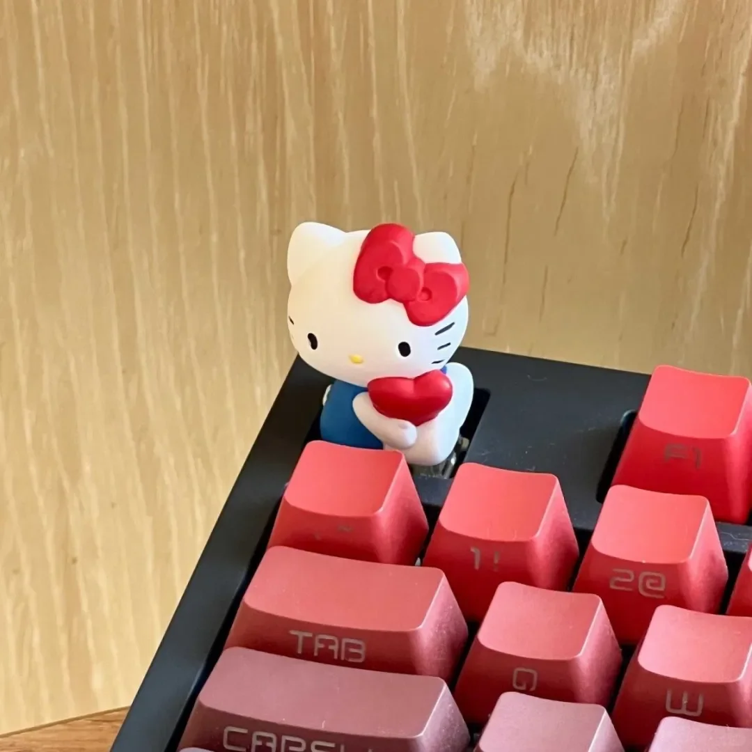 Kawaii Hello Kitty Mechanical Keycaps Cartoon Cat Design Cute Replacement Keycap  for Keyboard Decor Girl Gift