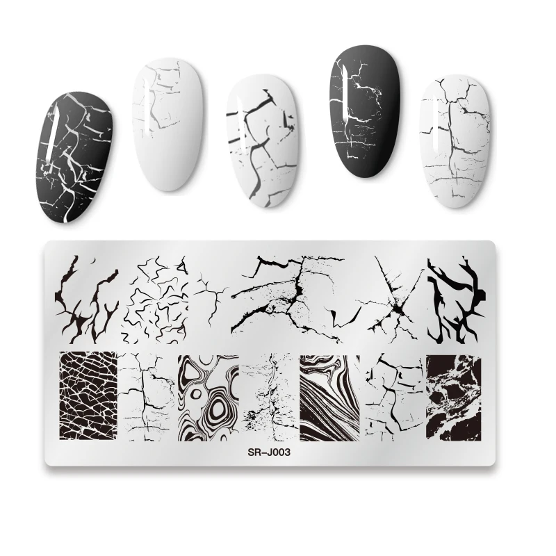 Rectangle Nail Stamping Plates Marble Texture Ink Stainless Steel Template Nail Art Image Texture DIY Plate Tools